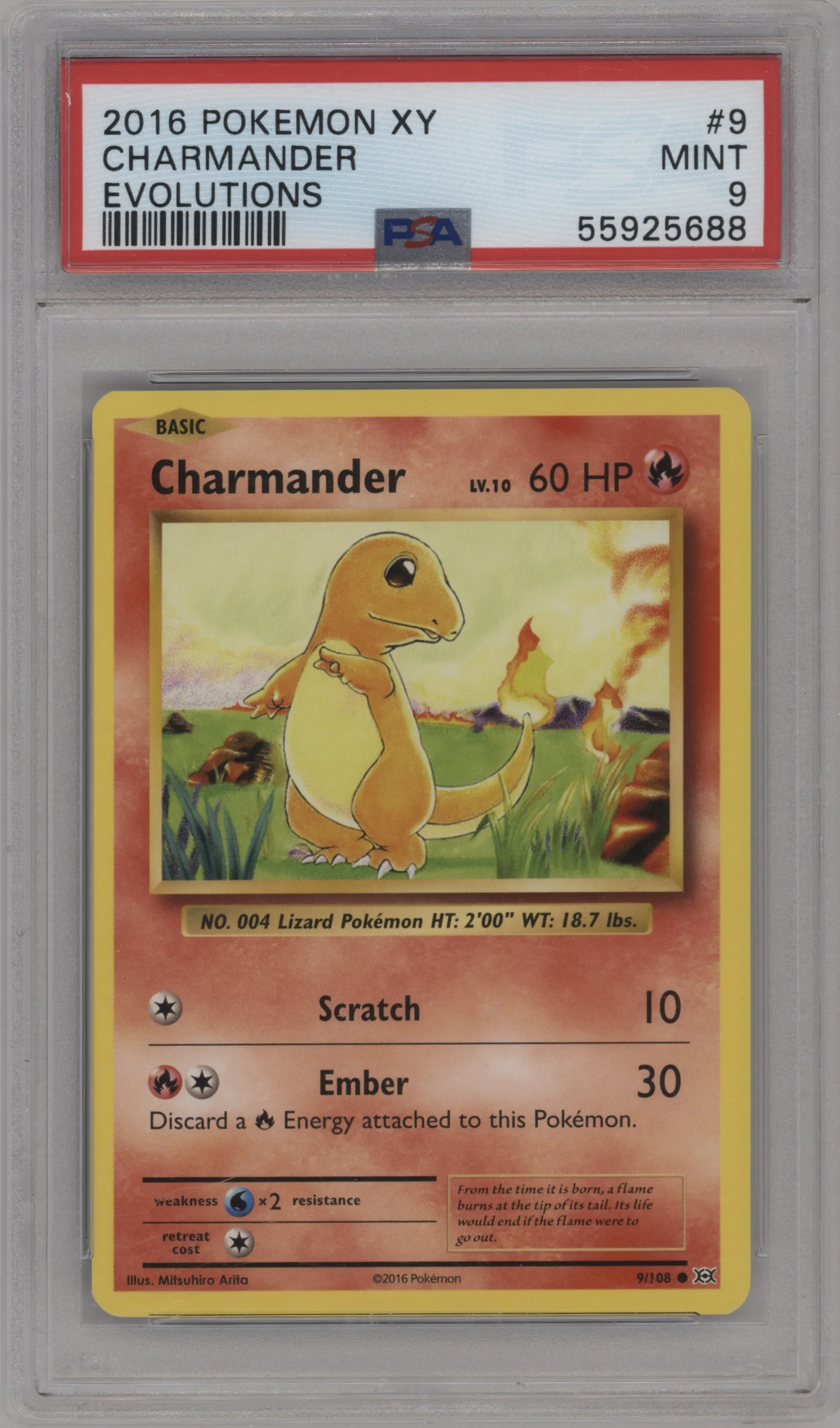 2016 Pokemon XY Evolutions Charmander #9 PSA 9