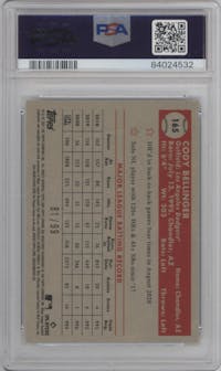Cody Bellinger from the 2021 Topps Chrome Platinum Anniversary set featuring a Green/Yellow 70th Refractor parallel graded by PSA and given an overall grade of 10.