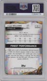 Caleb Williams from the 2024 Finest set featuring a Oil Spill Geometric Refractor parallel graded by PSA and given an overall grade of 9.