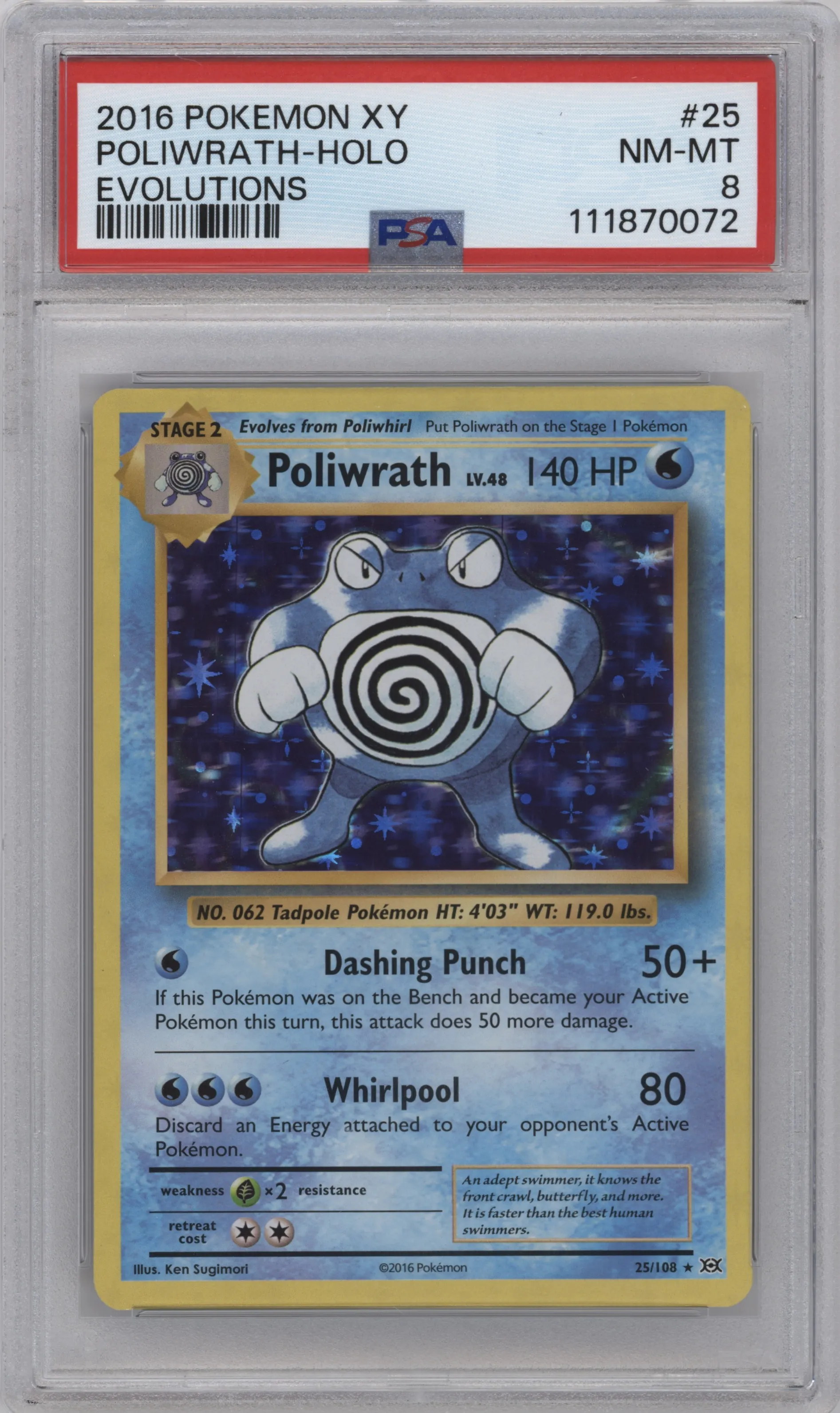 2016 Pokemon XY Evolutions Poliwrath PSA 8