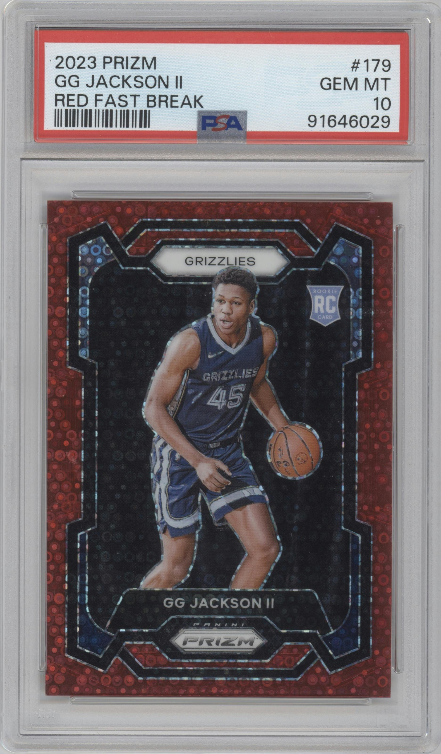 GG Jackson II from the 2023-24 Panini Prizm set featuring a Fast Break Red parallel graded by PSA and given an overall grade of 10.