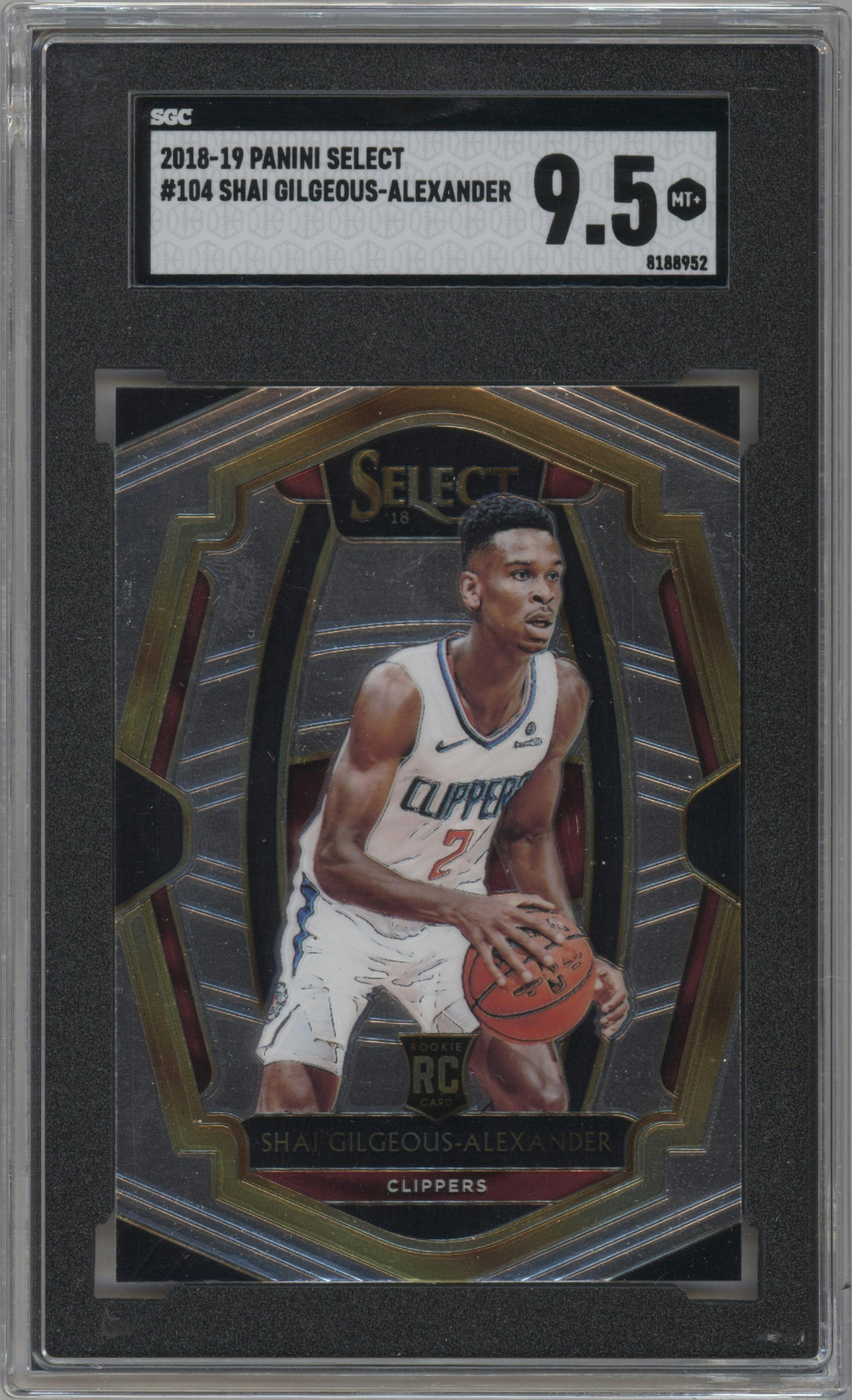 Shai Gilgeous-Alexander from the 2018-19 Panini Select  set graded by SGC and given an overall grade of 9.5.