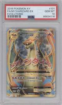 M Charizard EX from the 2016 Pokemon XY set graded by PSA and given an overall grade of 10.