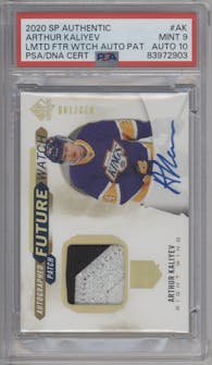 Arthur Kaliyev from the 2020-21 SP Authentic set graded by PSA and given an overall grade of 9.