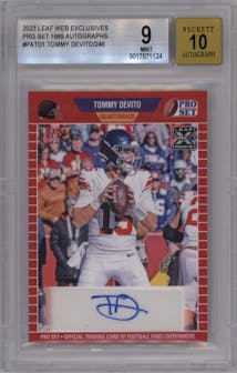 Tommy DeVito from the 2023 Leaf Web Exclusives set graded by Beckett and given an overall grade of 9.