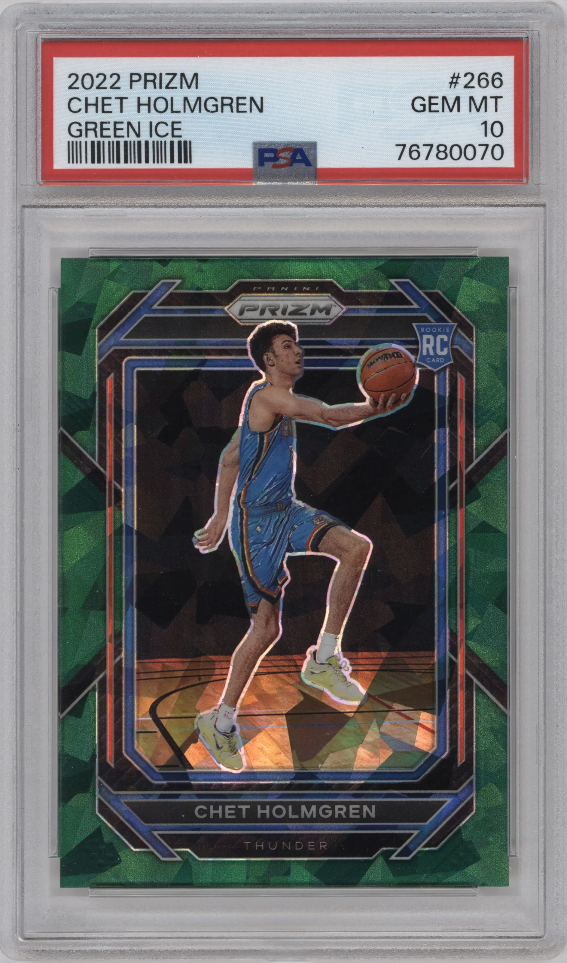 2022 Panini Prizm Chet Holmgren Green Ice #266 PSA 10