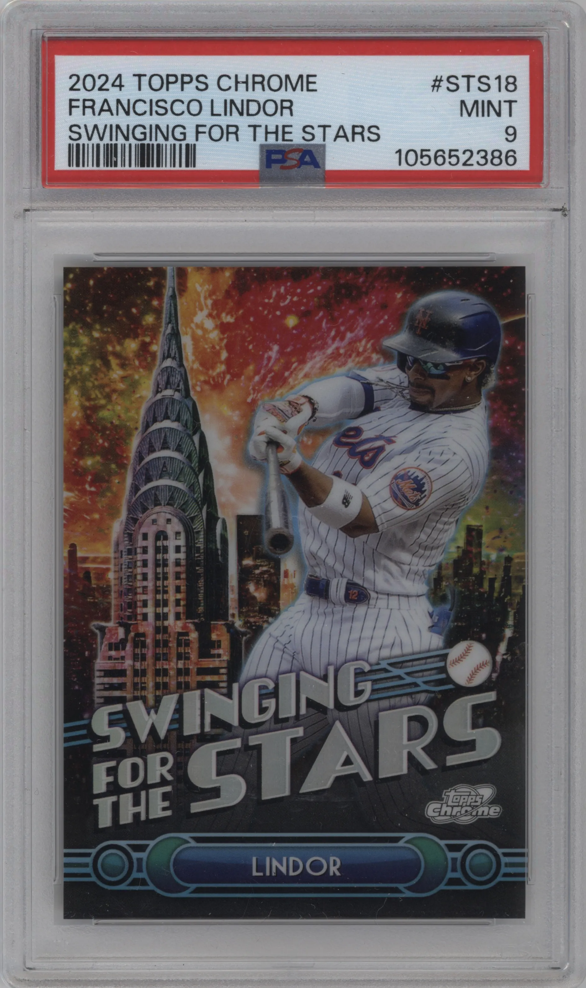 2024 Topps Chrome Swinging for the Stars Francisco Lindor PSA 9