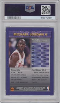 Michael Jordan from the 1994-95 Topps Finest  set featuring a Refractor parallel graded by PSA and given an overall grade of 9.