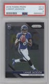 Lamar Jackson from the 2018 Panini Prizm set graded by PSA and given an overall grade of 9.
