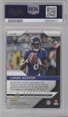 Lamar Jackson from the 2018 Panini Prizm set graded by PSA and given an overall grade of 9.