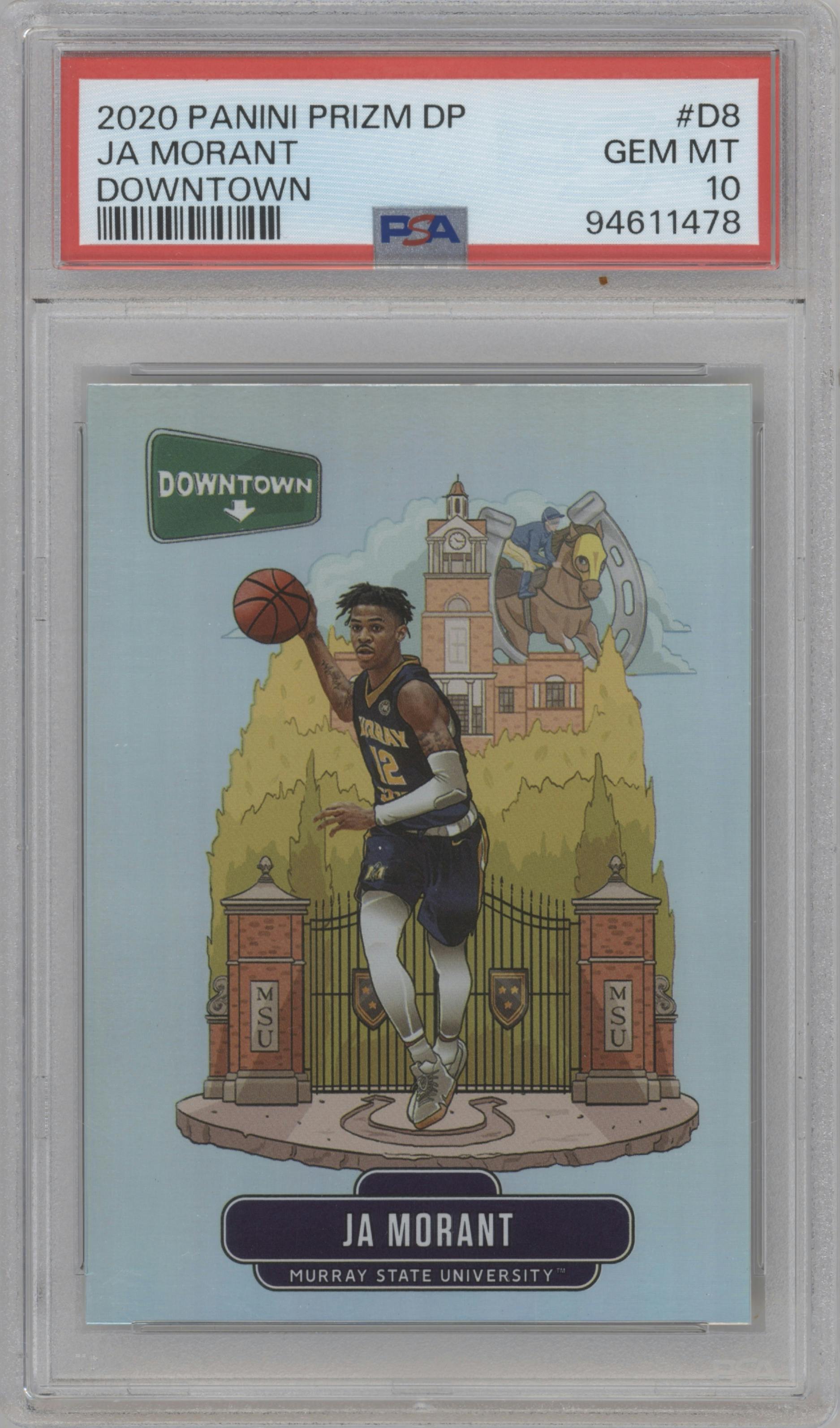 Ja Morant from the 2020-21 Panini Prizm Draft Picks set graded by PSA and given an overall grade of 10.