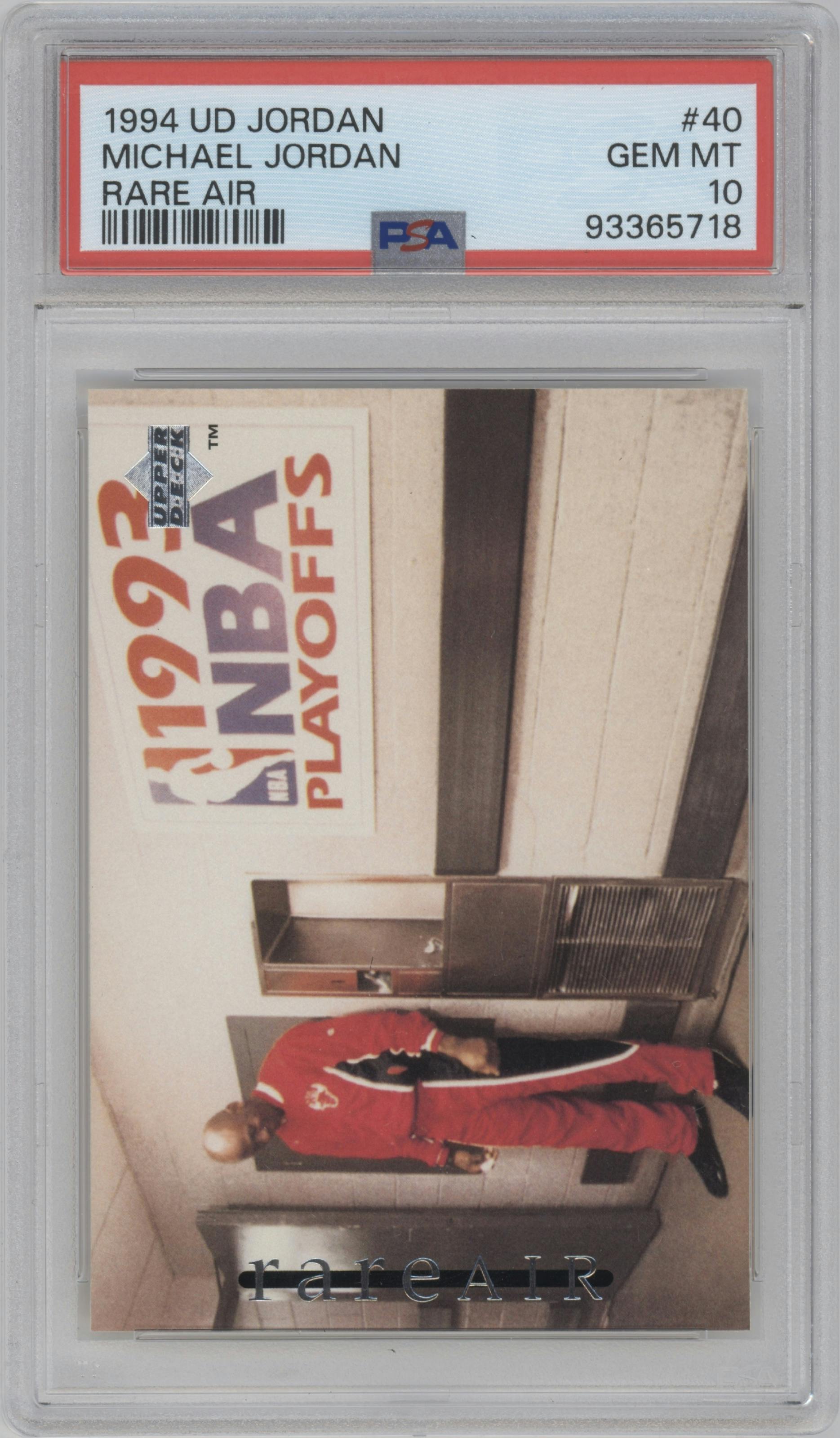 Michael Jordan from the 1994 Upper Deck Jordan Rare Air set graded by PSA and given an overall grade of 10.