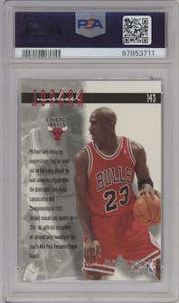 Michael Jordan from the 1996-97 Fleer Ultra set graded by PSA and given an overall grade of 9.