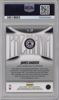 James Harden from the 2024-25 Panini Prizm Black set graded by PSA and given an overall grade of 10.