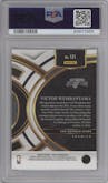 Victor Wembanyama from the 2023-24 Panini Select  set featuring a Blue Retail parallel graded by PSA and given an overall grade of 10.