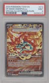 Hearthflame Mask Ogerpon ex from the 2024 Pokemon SV set graded by PSA and given an overall grade of 9.