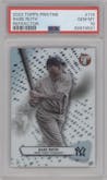 Babe Ruth from the 2023 Topps Pristine set featuring a Refractor parallel graded by PSA and given an overall grade of 10.
