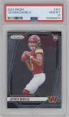 Jayden Daniels from the 2024 Panini Prizm set graded by PSA and given an overall grade of 10.
