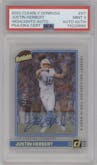 Justin Herbert  from the 2022 Clearly Donruss set graded by PSA and given an overall grade of 9.