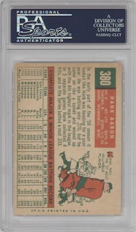 Hank Aaron from the 1959 Topps set graded by PSA and given an overall grade of 6.5.