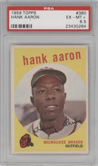 Hank Aaron from the 1959 Topps set graded by PSA and given an overall grade of 6.5.