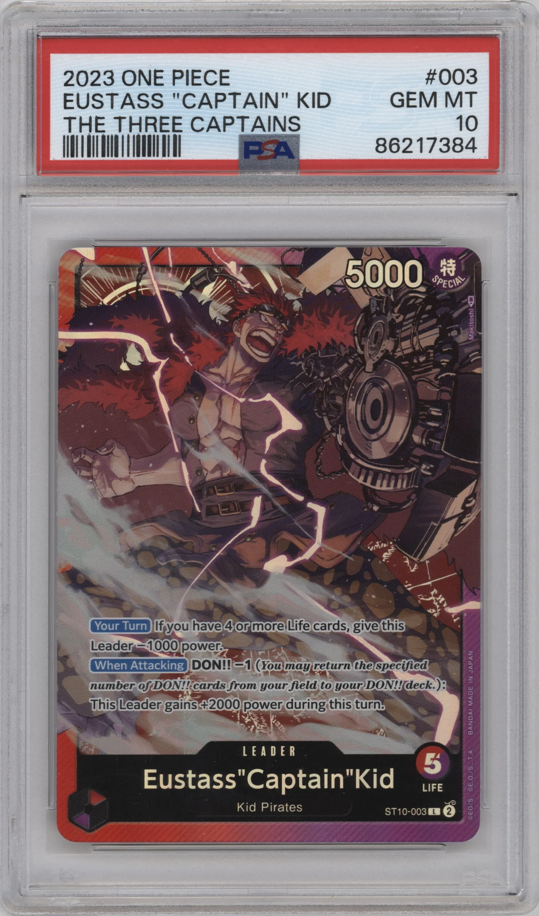 2023 One Piece The Three Captains Eustass"Captain"Kid PSA 10