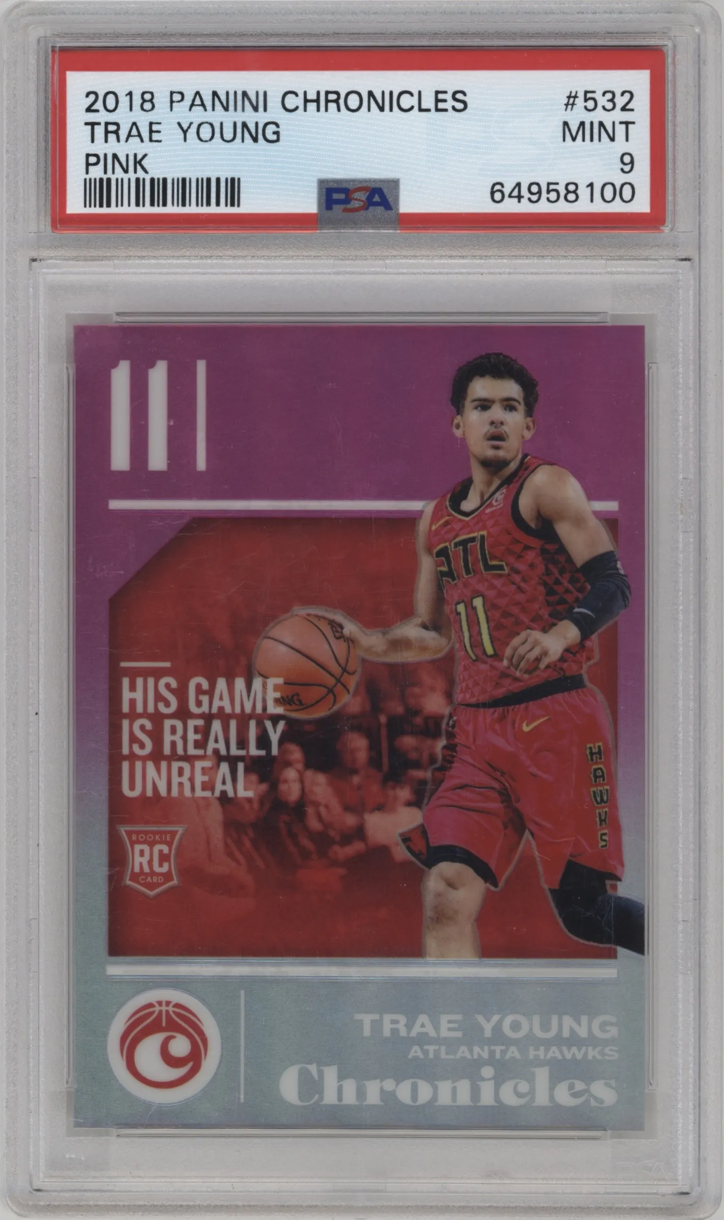 2018 Panini Chronicles Rke. Foil Optichrome Trae Young Pink PSA 9