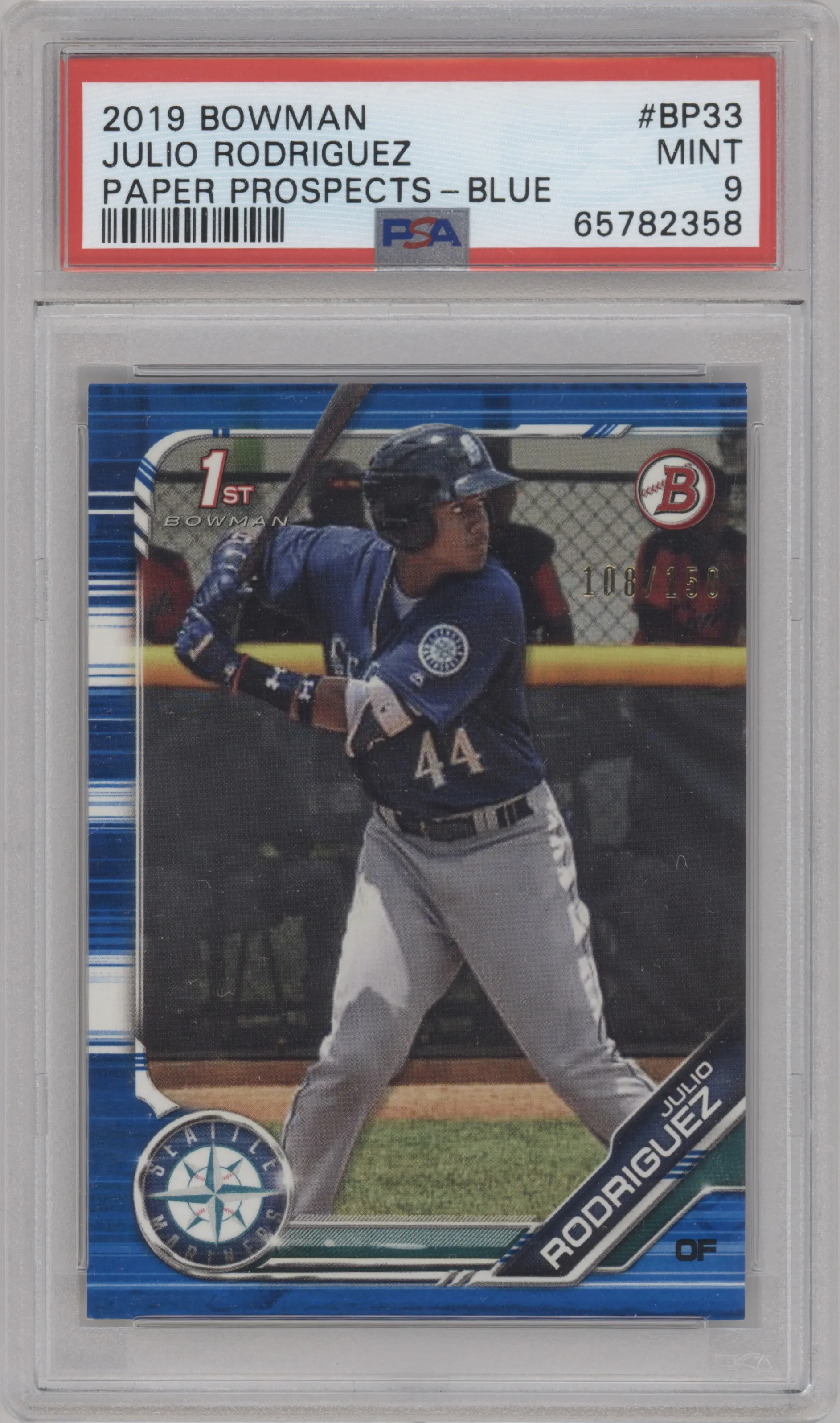 2019 Bowman Prospect Julio Rodriguez Blue PSA 9