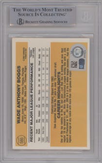 Wade Boggs from the 1983 Donruss set graded by Beckett and given an overall grade of 0.