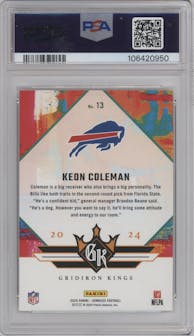 Keon Coleman from the 2024 Donruss set graded by PSA and given an overall grade of 9.