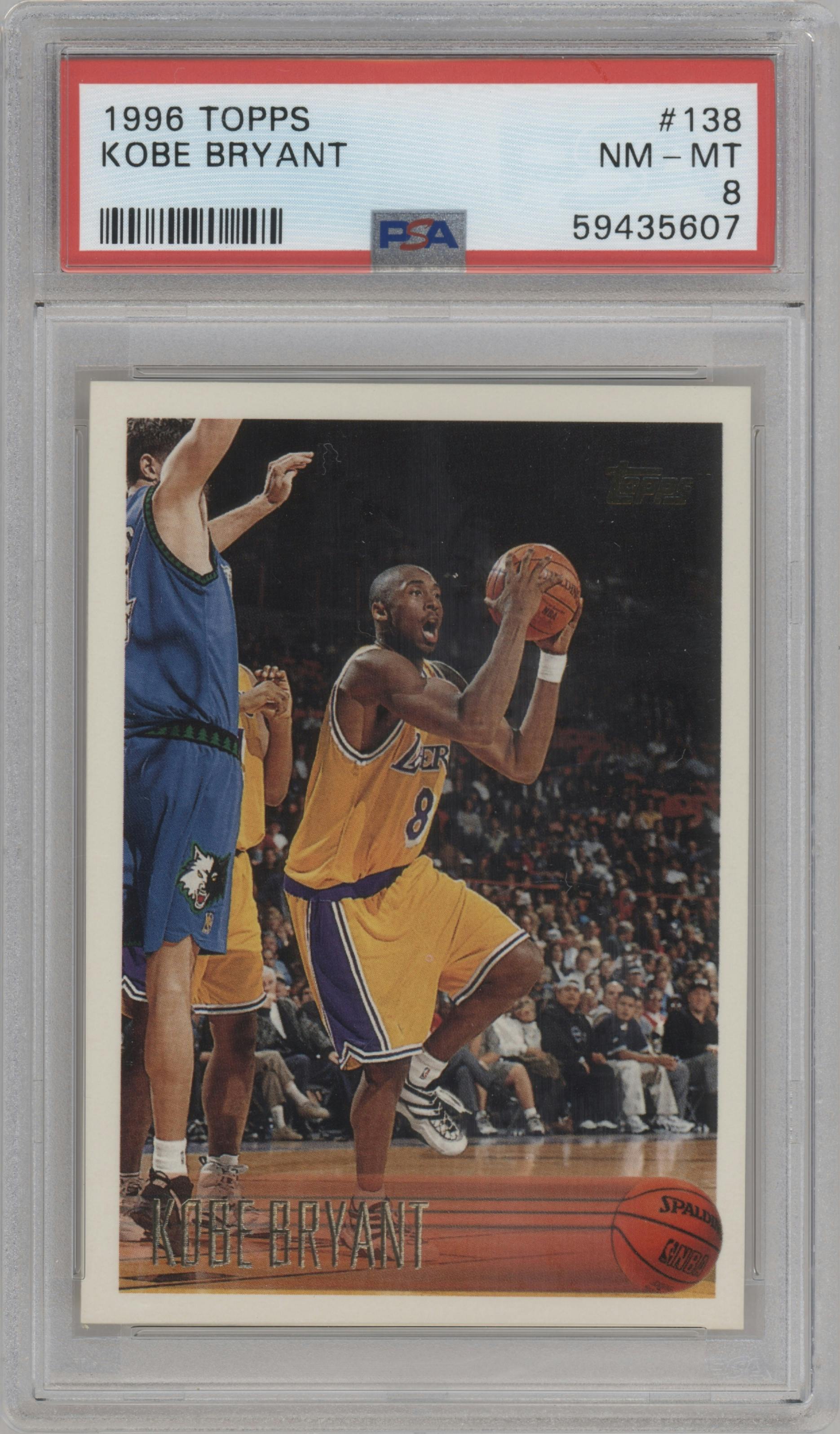 Kobe Bryant  from the 1996-97 Topps set graded by PSA and given an overall grade of 8.