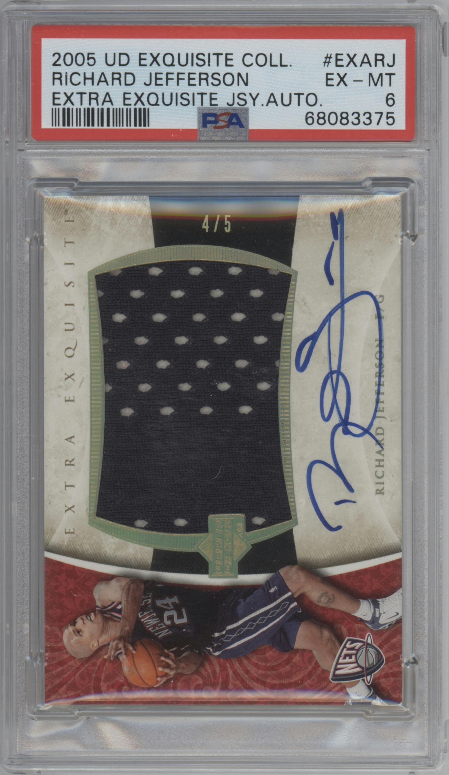 Richard Jefferson from the 2005-06 Upper Deck Exquisite Collection  set graded by PSA and given an overall grade of 9.