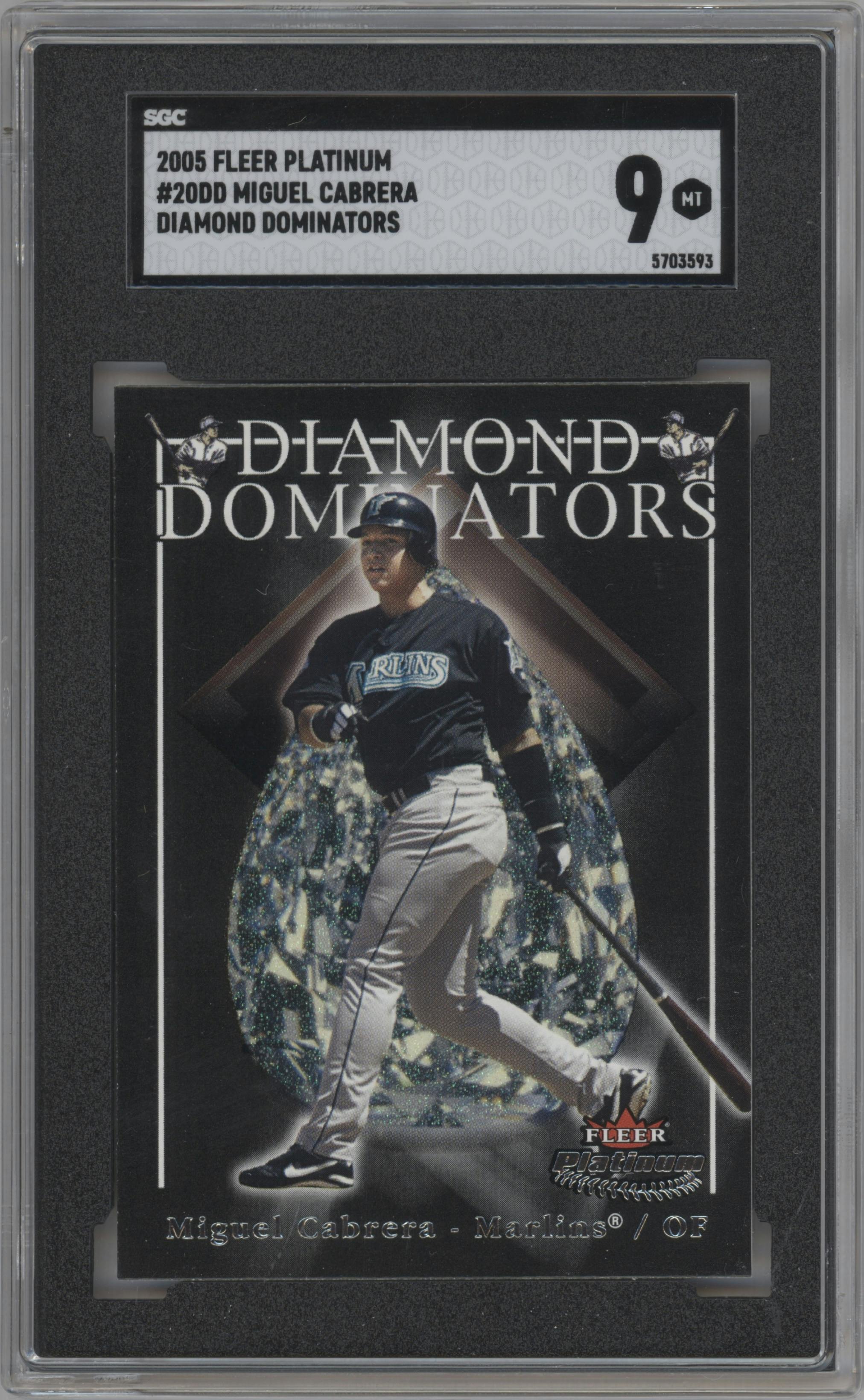 Miguel Cabrera from the 2005 Fleer Platinum set graded by SGC and given an overall grade of 9.