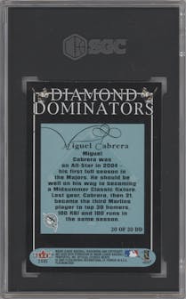 Miguel Cabrera from the 2005 Fleer Platinum set graded by SGC and given an overall grade of 9.