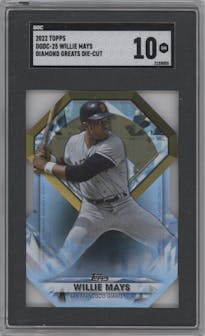 Willie Mays from the 2022 Topps  Series 1 set graded by SGC and given an overall grade of 10.