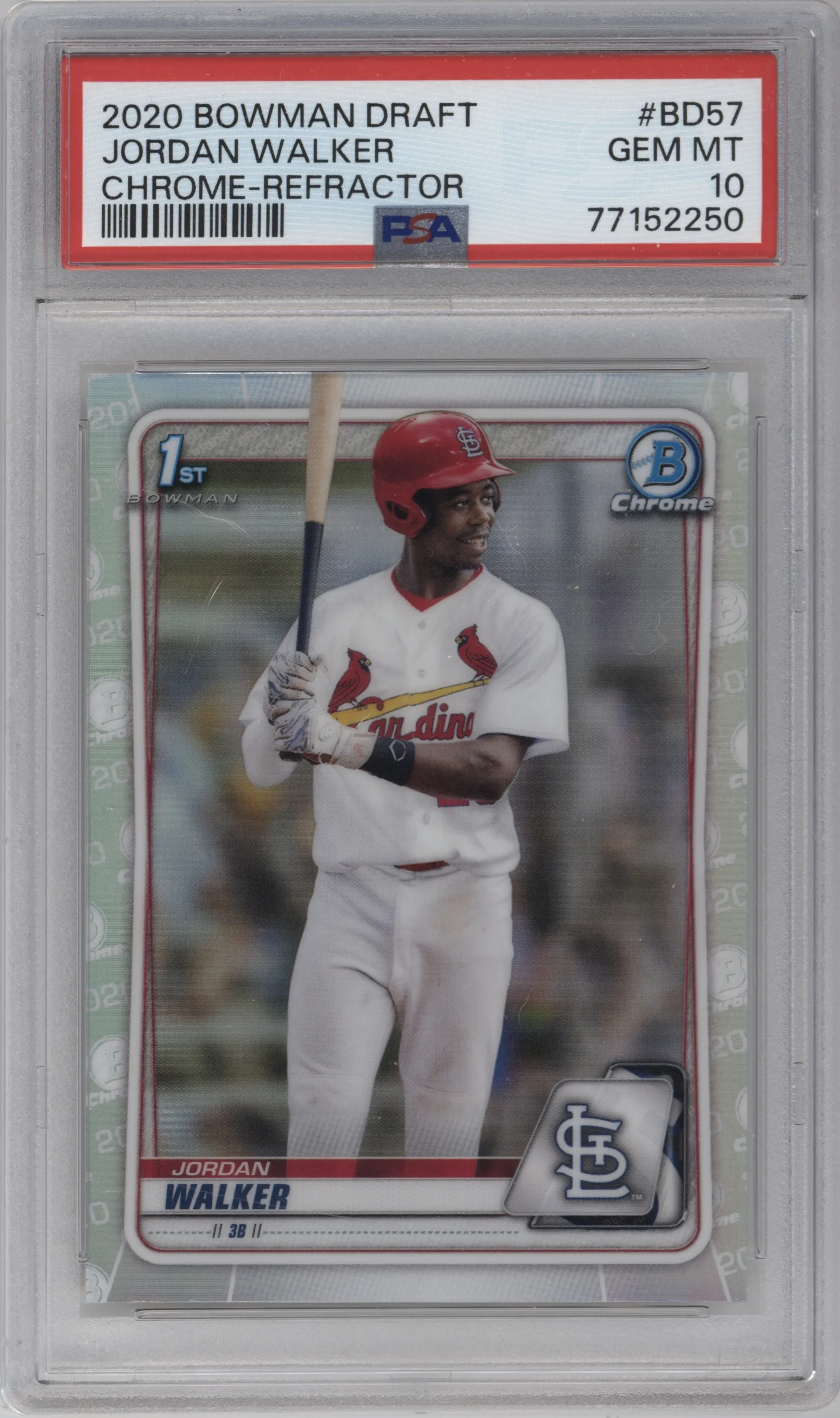 2020 Bowman Draft Chrome Jordan Walker Refractor PSA 10