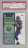 Russell Wilson from the 2012 Panini Contenders set graded by PSA and given an overall grade of 10.