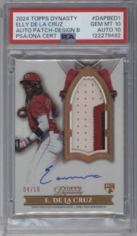 Elly De La Cruz from the 2024 Topps Dynasty set graded by PSA and given an overall grade of 10.