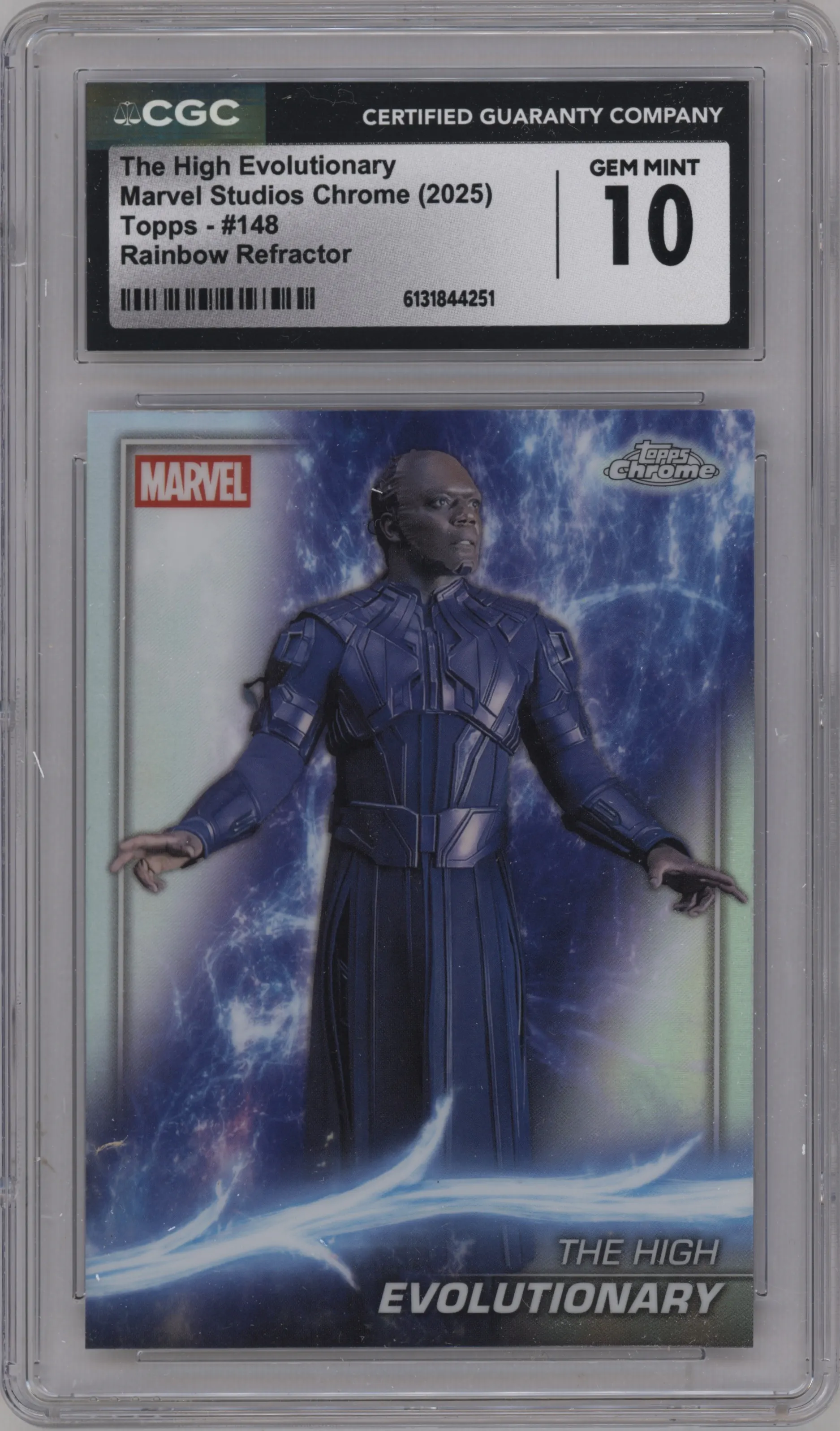 2025 Topps Chrome Marvel Studios The High Evolutionary Rainbow Refractor CGC 10