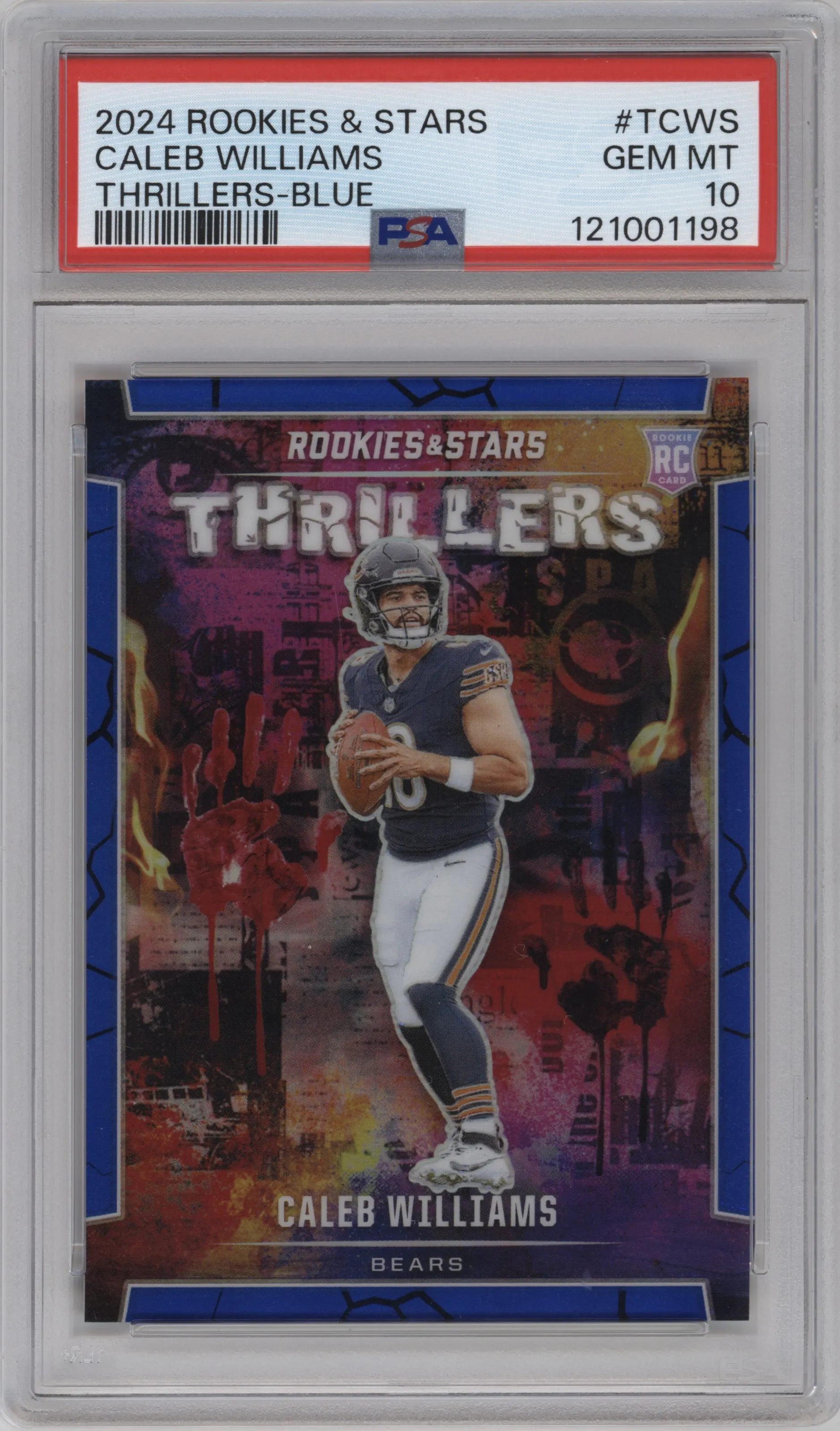2024 Panini Rookies & Stars Thrillers Caleb Williams Blue #T-CWS PSA 10