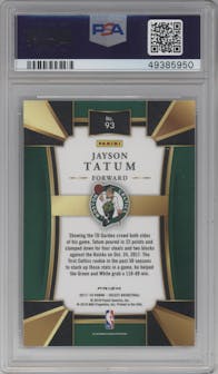 Jayson Tatum from the 2017-18 Panini Select set featuring a Tri-Color parallel graded by PSA and given an overall grade of 10.