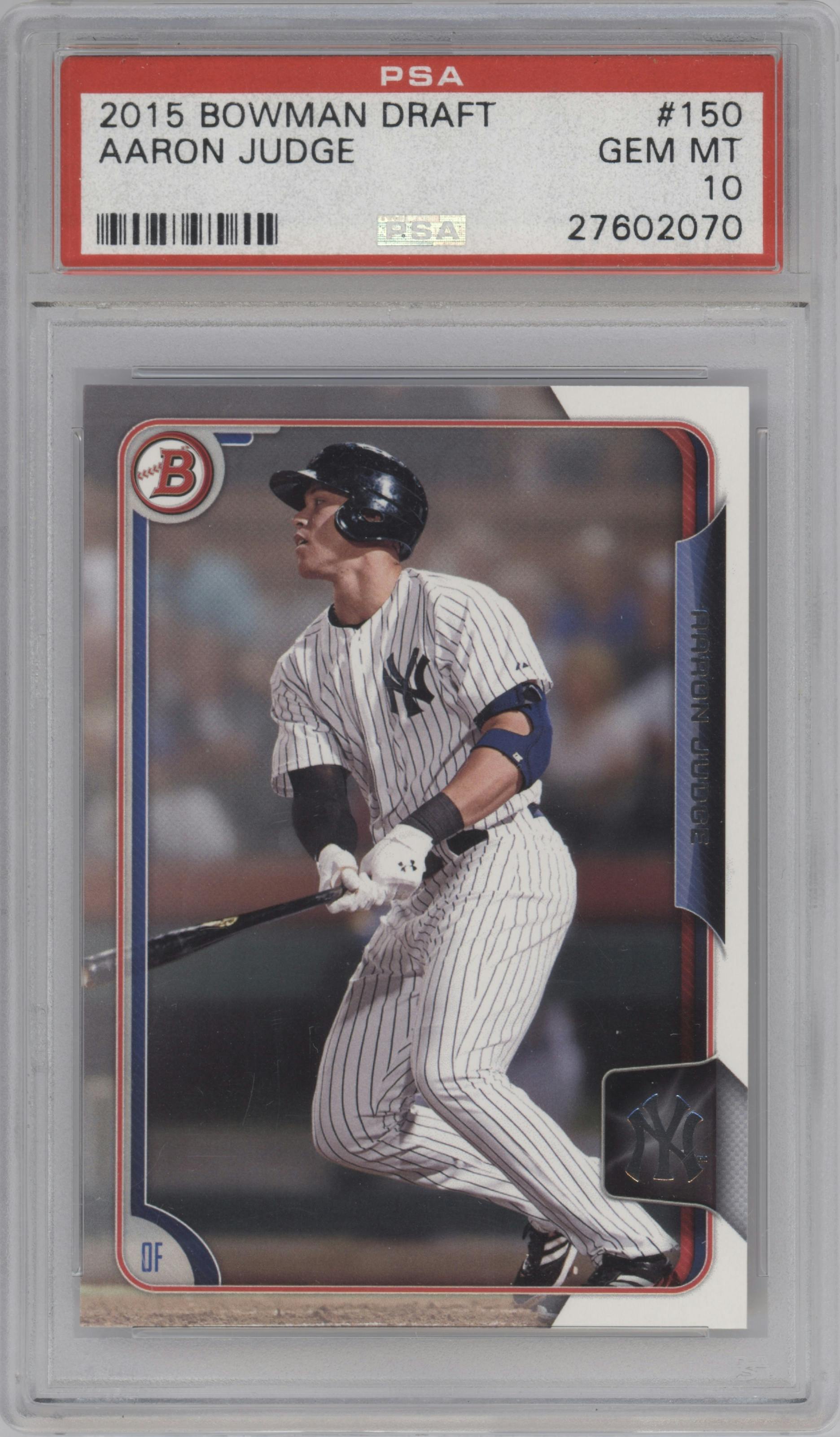 Aaron Judge from the 2015 Bowman Draft set graded by PSA and given an overall grade of 10.