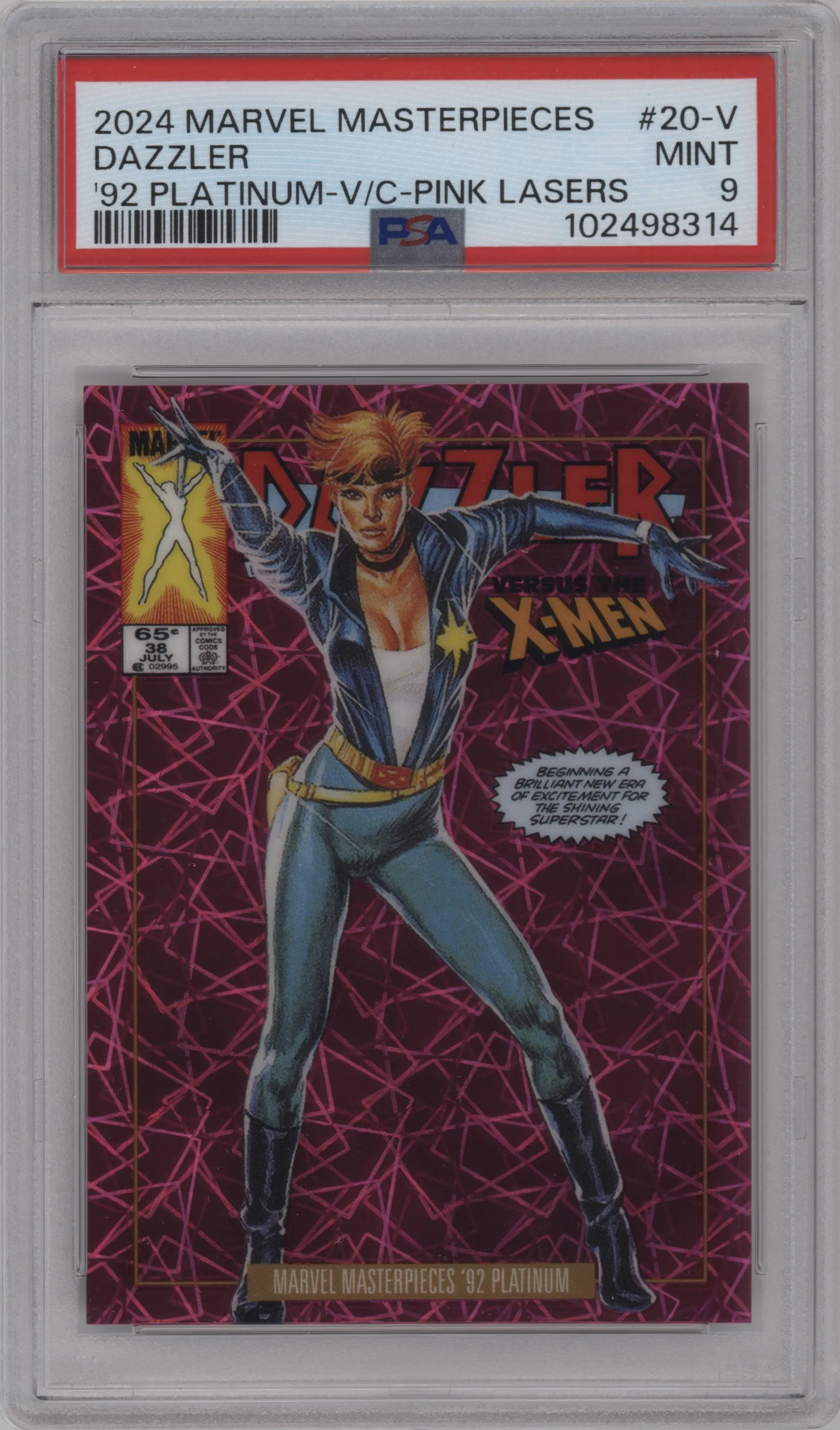2024 Upper Deck Marvel Masterpieces '92 Platinum Variant Cover Dazzler Pink Lasers #20-V PSA 9