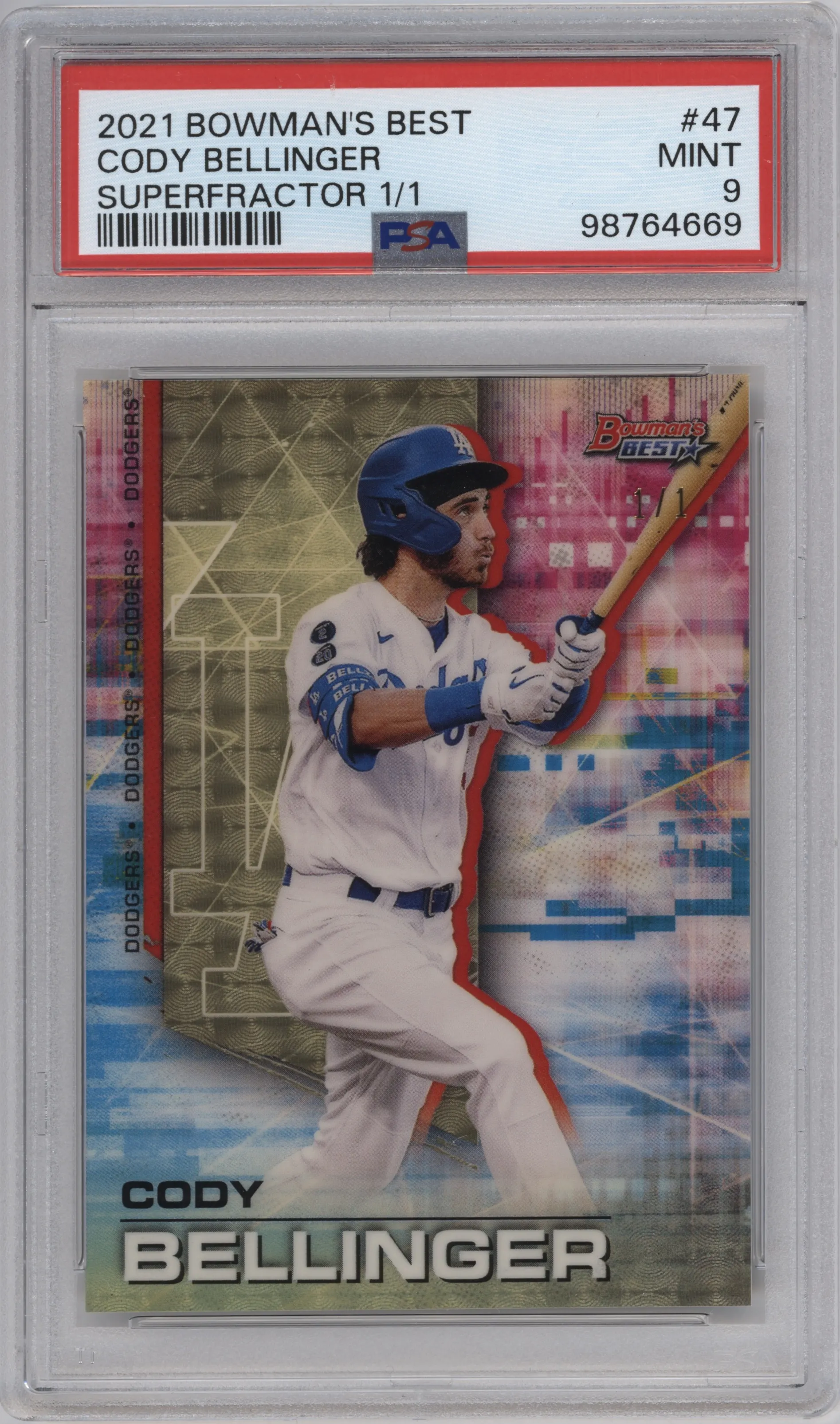 2021 Bowman’s Best Cody Bellinger SuperFractor Refractor #47 PSA 9