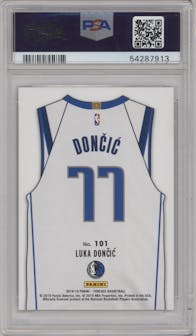 Luka Doncic from the 2018-19 Panini Threads  set featuring a Premium parallel graded by PSA and given an overall grade of 9.