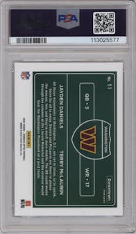 Jayden Daniels/Terry McLaurin from the 2024 Donruss Optic set graded by PSA and given an overall grade of 10.