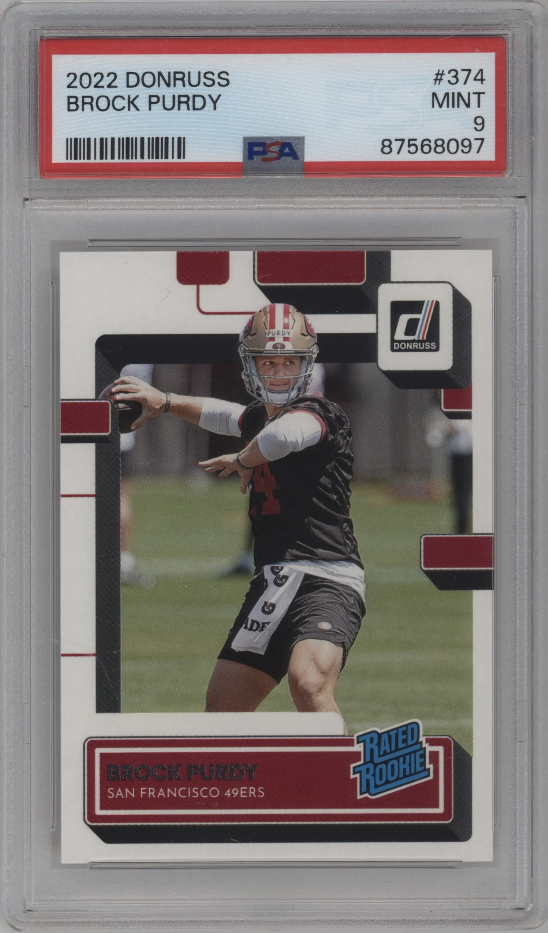 2022 Panini Donruss Rated Rookie Brock Purdy PSA 9