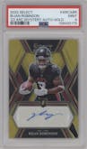 Bijan Robinson from the 2022 Panini Select set featuring a Gold parallel graded by PSA and given an overall grade of 9.
