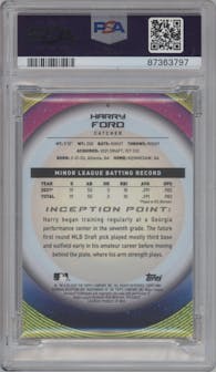 Harry Ford  from the 2022 Bowman Inception set featuring a Red Foil parallel graded by PSA and given an overall grade of 9.