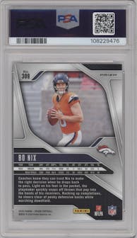 Bo Nix from the 2024 Panini Prizm set featuring a Red/White/Blue Prizm parallel graded by PSA and given an overall grade of 9.